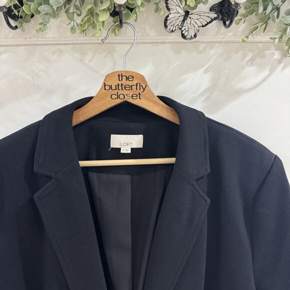 Loft Blazer Ponte Knit Gold Button Blazer Corporate Professional Size 14 KD - Picture 2 of 4